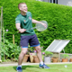 Peter playing badminton on the Great British Baking Show